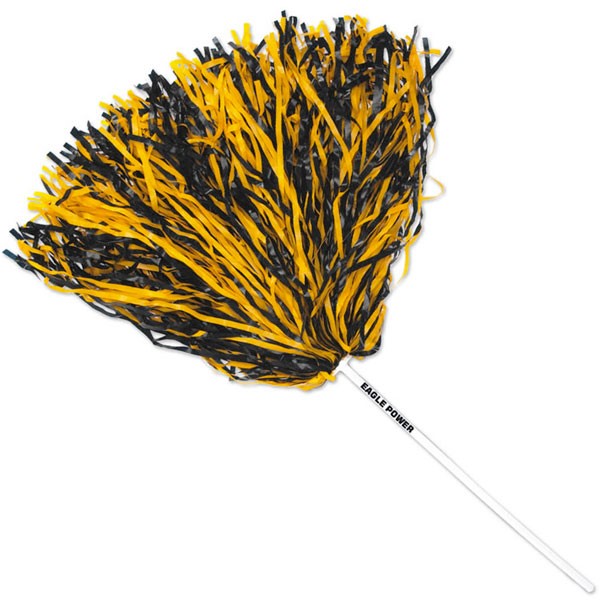 Custom Pom Poms w/ 12 in. Handle - 500 Streamers - Athletic Gold - Printed  School Supplies