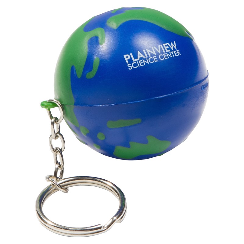 Custom Globe Stress Ball Keytag - Printed School Supplies | Campus Marketing Specialists