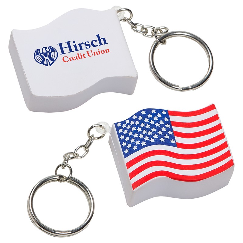 Custom US Flag Stress Ball Keytag - Printed School Supplies | Campus Marketing Specialists